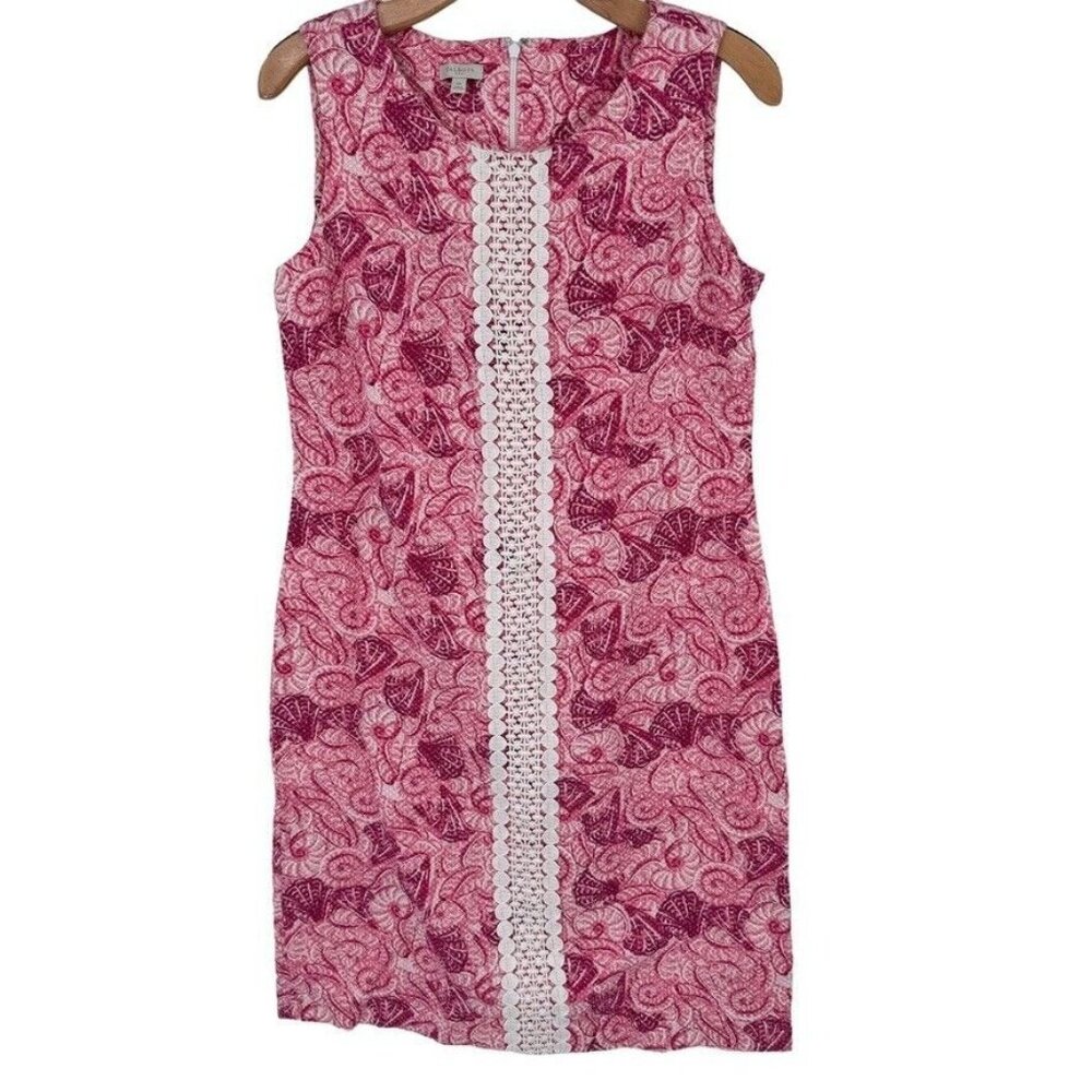 Talbots Size 10 Pink Shell Pattern Sheath Dress S… - image 1